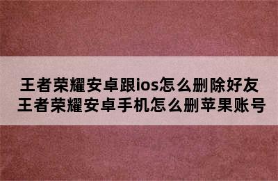 王者荣耀安卓跟ios怎么删除好友 王者荣耀安卓手机怎么删苹果账号